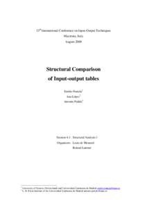 13th International Conference on Input-Output Techniques Macerata, Italy August 2000 Structural Comparison of Input-output tables