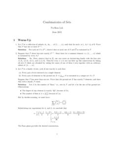 Combinatorics of Sets Po-Shen Loh June