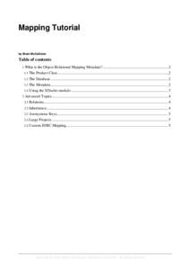 Mapping Tutorial  by Brian McCallister Table of contents 1