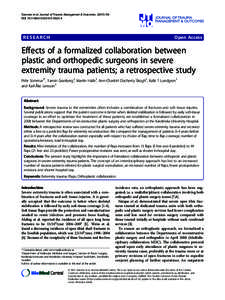 Effects of a formalized collaboration between plastic and orthopedic surgeons in severe extremity trauma patients; a retrospective study