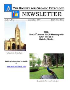 THE SOCIETY FOR ORGANIC PETROLOGY  NEWSLETTER Vol. 24, No. 4  December, 2007