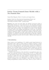 Lattice Versus Lennard-Jones Models with a Net Particle Flow Manuel D´ıez-Minguito, Pedro L. Garrido, and Joaqu´ın Marro Institute ‘Carlos I’ for Theoretical and Computational Physics, and Departamento de Electro