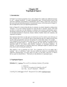Chapter III Topological Spaces 1. Introduction