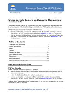 Motor Vehicle Dealers and Leasing Companies
