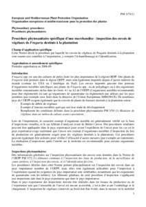 PMEuropean and Mediterranean Plant Protection Organization Organisation européenne et méditerranéenne pour la protection des plantes Phytosanitary procedures Procédures phytosanitaires
