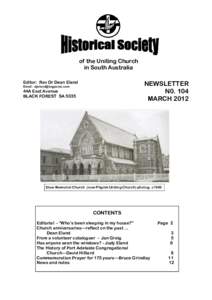 of the Uniting Church in South Australia NEWSLETTER N0. 104 MARCH 2012