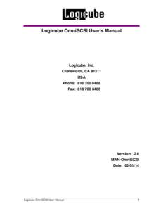 Logicube OmniSCSI User’s Manual  Logicube, Inc. Chatsworth, CAUSA Phone: 
