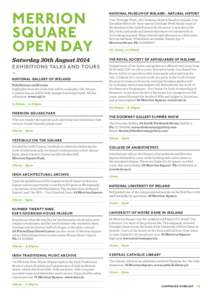 MERRION SQUARE OPEN DAY Saturday 30th August[removed]EXHIBITIONS TALKS AND TOURS