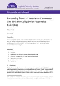 www.gsdrc.org [removed] Helpdesk Research Report  Increasing financial investment in women