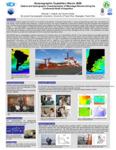 Oceanographic Expedition Bloom 2008 Optical and Hydrographic Characterization of Microalgal Blooms Along the Continental Shelf of Argentina Deborah J. Cedeño and Yasmín Detrés Bio-optical Oceanography Laboratory, Univ