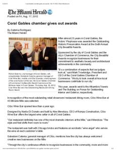 Coral Gables chamber gives out awards | MiamiHerald.com Posted on Fri, Aug. 17, 2012