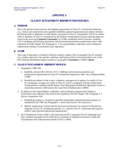 Class IV Sustainment Shipment Procedures, Part II, Appendix A