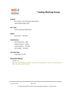 Testing Working Group  Project: WS-I Monitor Tool Functional Specification [MonitorSpecification.doc] Doc Type: