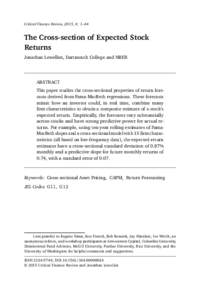 Critical Finance Review, 2015, 4: 1–44  The Cross-section of Expected Stock Returns Jonathan Lewellen, Dartmouth College and NBER
