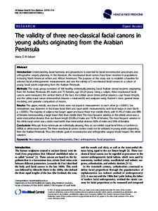 The validity of three neo-classical facial canons in young adults originating from the Arabian Peninsula