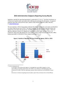 2015 Administrative Subpoena Reporting Survey Results Legislation creating this reporting requirement is authorized inThe Utah Commission on Criminal and Juvenile Justice was tasked with collecting and anal