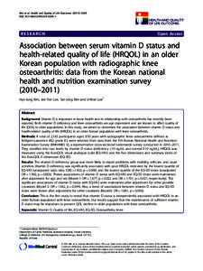 Association between serum vitamin D status and health-related quality of life (HRQOL) in an older Korean population with radiographic knee osteoarthritis: data from the Korean national health and nutrition examination su