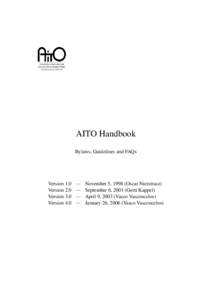 Association Internationale pour les Technologies Objets The official sponsor of ECOOP AITO Handbook Bylaws, Guidelines and FAQs