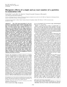 Proc. Natl. Acad. Sci. USA Vol. 94, pp. 3765–3770, April 1997 Cell Biology Mutagenic effects of a single and an exact number of a particles in mammalian cells