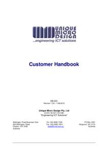 Customer Handbook  HB-201 Revision 8.01 – Unique Micro Design Pty. Ltd