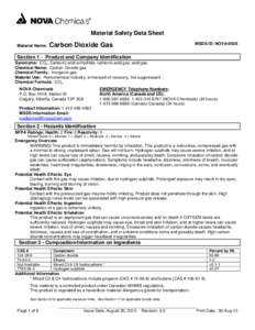 Material Safety Data Sheet Material Name: Carbon Dioxide Gas  MSDS ID: NOVA-0026