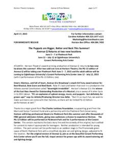 Horizon Theatre Company  Avenue Q Press Release page 1 of 7