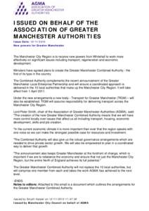 ISSUED ON BEHALF OF THE ASSOCIATION OF GREATER MANCHESTER AUTHORITIES