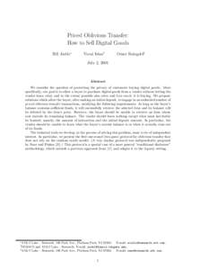 Priced Oblivious Transfer: How to Sell Digital Goods Bill Aiello∗ Yuval Ishai†