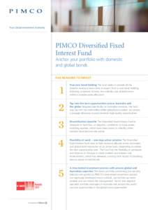 Your Global Investment Authority  PIMCO Diversified Fixed Interest Fund Anchor your portfolio with domestic and global bonds
