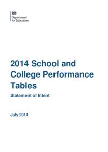 2014 School and College Performance Tables Statement of Intent  July 2014