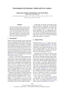 Determining Event Durations: Models and Error Analysis Alakananda Vempala, Eduardo Blanco and Alexis Palmer University Of North Texas ,  