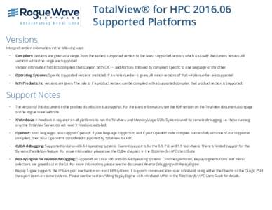 TotalView® for HPCSupported Platforms Versions Interpret version information in the following ways: •