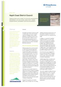 CASE STUDY  Kapiti Coast District Council ENGAGE 3D PRO FULFILS A VARIETY OF STATISTICAL AND REPORTING REQUIREMENTS THAT HELP COUNCIL CREATE POLICY, MANAGE DEMAND AND MEET GOVERNMENT REPORTING REQUIREMENTS.