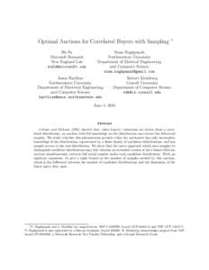 Optimal Auctions for Correlated Buyers with Sampling Hu Fu Microsoft Research New England Lab 