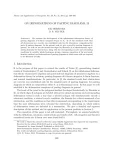 Theory and Applications of Categories, Vol. 29, No. 21, 2014, pp. 569–608.  ON DEFORMATIONS OF PASTING DIAGRAMS, II TEJ SHRESTHA D. N. YETTER Abstract. We continue the development of the infinitesimal deformation theor
