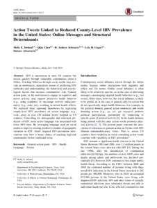 AIDS Behav DOIs10461ORIGINAL PAPER  Action Tweets Linked to Reduced County-Level HIV Prevalence
