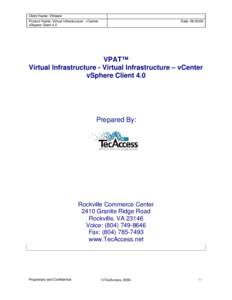 Virtual Infrastructure - vCenter vSphere Client 4.0 VPAT: VMware, Inc.