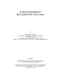 Capital Expenditures: Be Careful How You Count by  Michael S. Young
