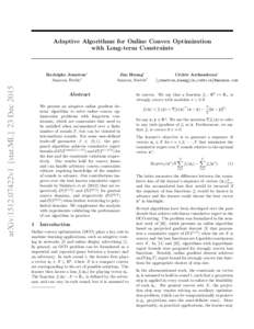 Adaptive Algorithms for Online Convex Optimization with Long-term Constraints arXiv:1512.07422v1 [stat.ML] 23 DecRodolphe Jenatton∗