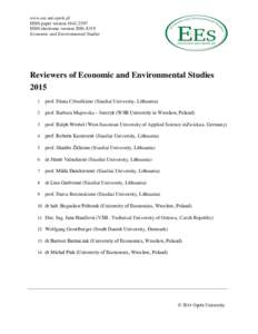 www.ees.uni.opole.pl ISSN paper versionISSN electronic versionEconomic and Environmental Studies  Reviewers of Economic and Environmental Studies