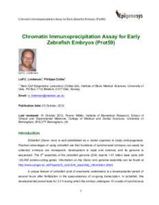 Chromatin Immunoprecipitation Assay for Early Zebrafish Embryos (Prot59)  	
    