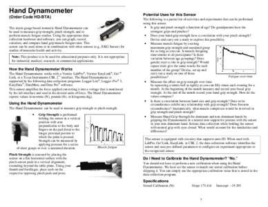 Hand Dynamometer  Potential Uses for this Sensor