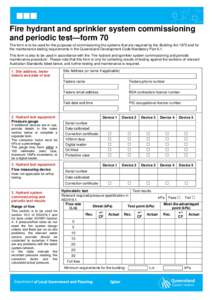 Fire Hydrant and sprinkler system commissioning and periodic test - form 70