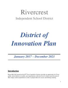 Rivercrest Independent School District District of Innovation Plan January 2017 – December 2021