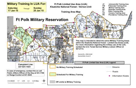 Military Training In LUA For: Saturday 17 Jan 15 Sunday 25 Jan 15