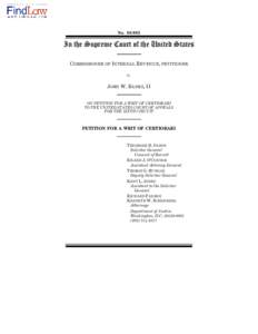 No[removed]In the Supreme Court of the United States COMMISSIONER OF INTERNAL REVENUE, PETITIONER v. JOHN W. BANKS, II