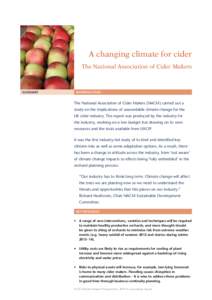 A changing climate for cider The National Association of Cider Makers SUMMARY  INTRODUCTION