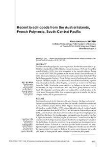 Recent brachiopods from the Austral Islands, French Polynesia, South-Central Pacific Maria Aleksandra BITNER