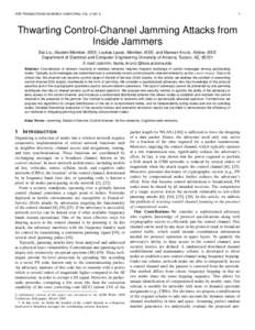 IEEE TRANSACTIONS ON MOBILE COMPUTING, VOL. X, NO. X,  1 Thwarting Control-Channel Jamming Attacks from Inside Jammers