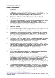 UNIVERSITY OF BRIGHTON Guidance on proofreading 1 Introduction